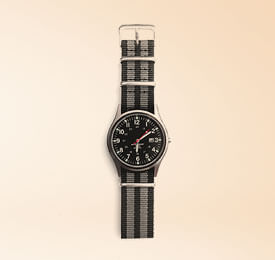 Lux Watch Leather Strap In Black